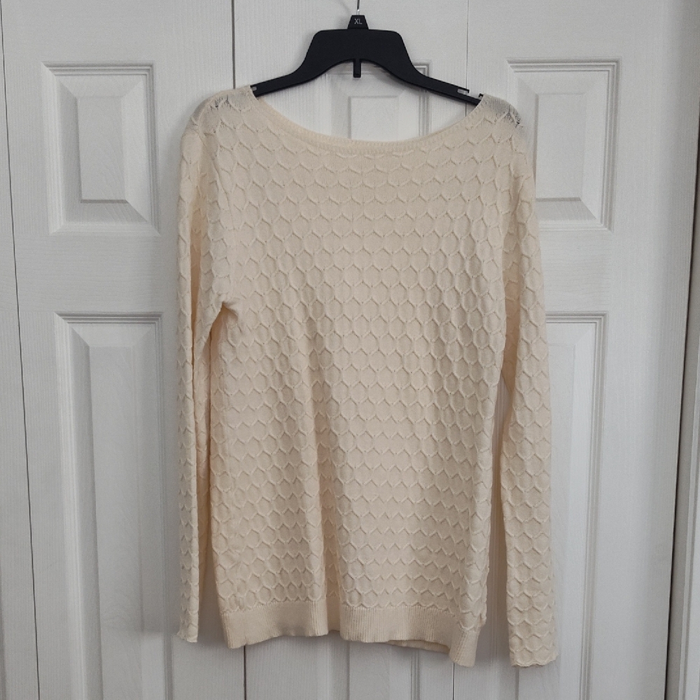 Cream Textured Knit Sweater